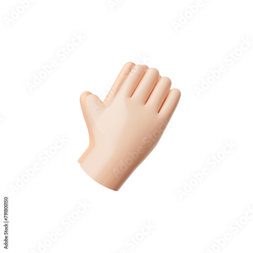 Folded prayer hands 3D vector icon, human praying arm religion symbol, Namaste hand sign gesture isolated