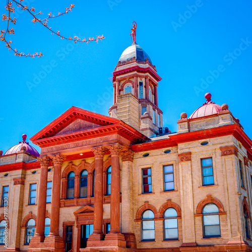 The Cottonwood County Courthouse, a neo classical architectural landmark building dedicated in 1905, in Windom, Minnesota, United States