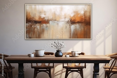 Coffeethemed abstract prints, great for a kitchen or dining area, combining rich browns and creamy whites to evoke warmth and morning energy photo