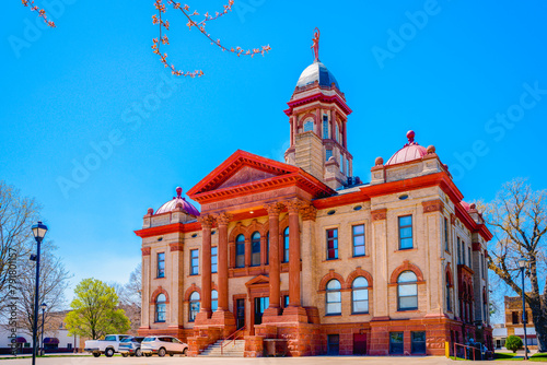 The Cottonwood County Courthouse, a neo classical architectural landmark building dedicated in 1905, in Windom, Minnesota, United States