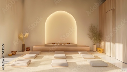  Wellness workshop background in minimalist and beige color.