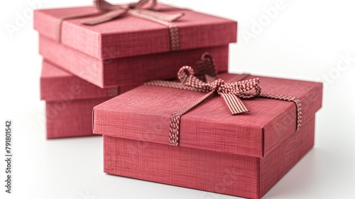 Red Gift Boxes isolated on White Background.