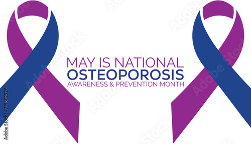 National Osteoporosis Awareness and prevention month observed every year in May. Template for background, banner, card, poster with text inscription.
