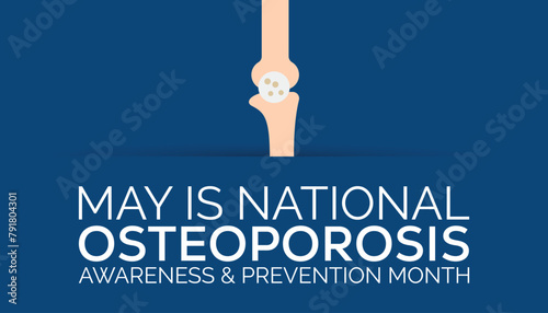 National Osteoporosis Awareness and prevention month observed every year in May. Template for background, banner, card, poster with text inscription.