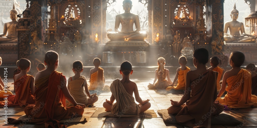 Monks Teaching Children Meditation