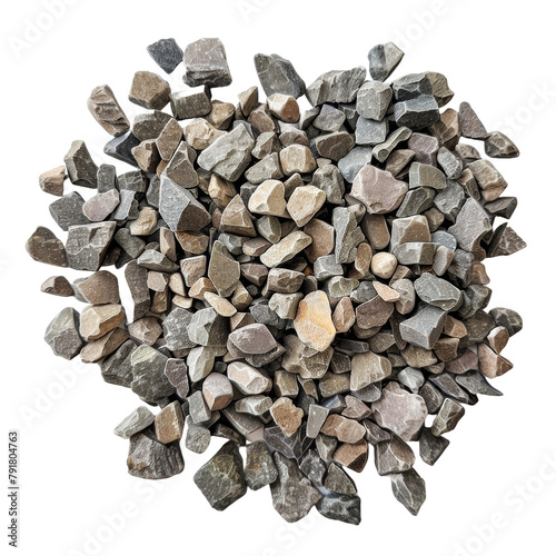 Natural Gravel Pile Isolated on Transparent Backdrop