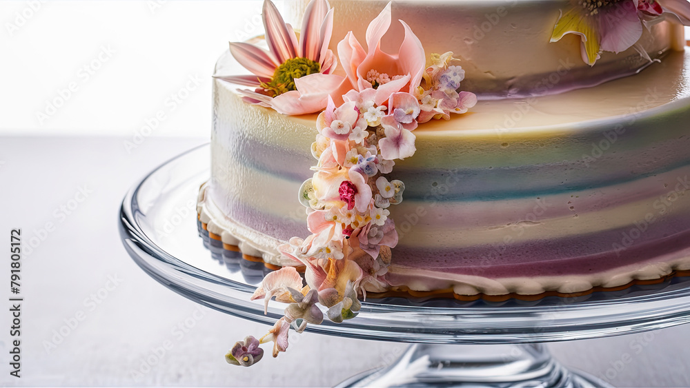 photo macro shot of a delicious cake on cakestand photo macro shot of a delicious cake on cakestand