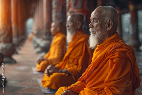 Monks During Meditation Session