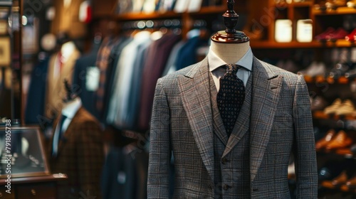 beautiful and elegant suit of a man on a mannequin