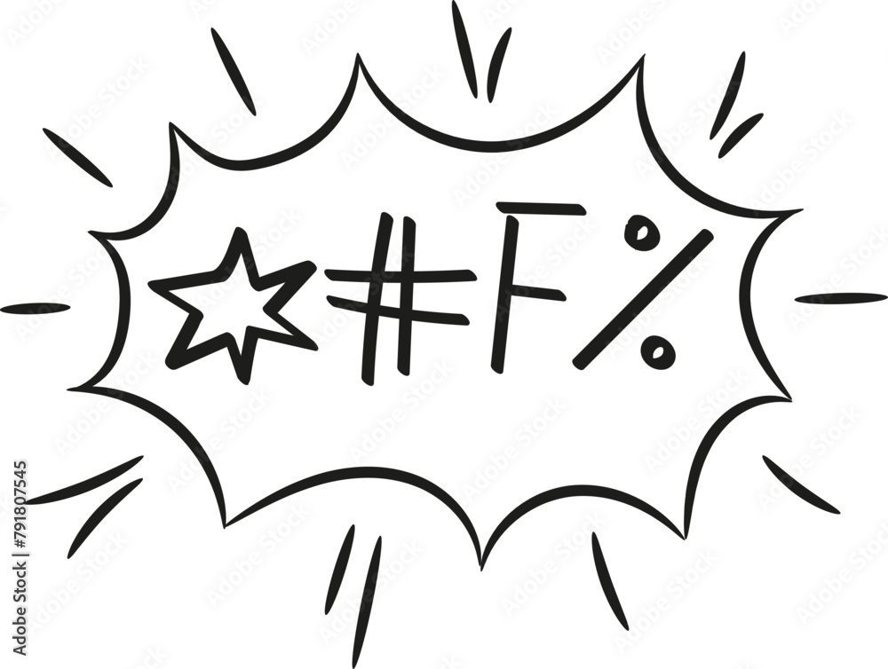 Swear, expletive words vector. Angry, rude feelings in comic, cartoon clods, explosions