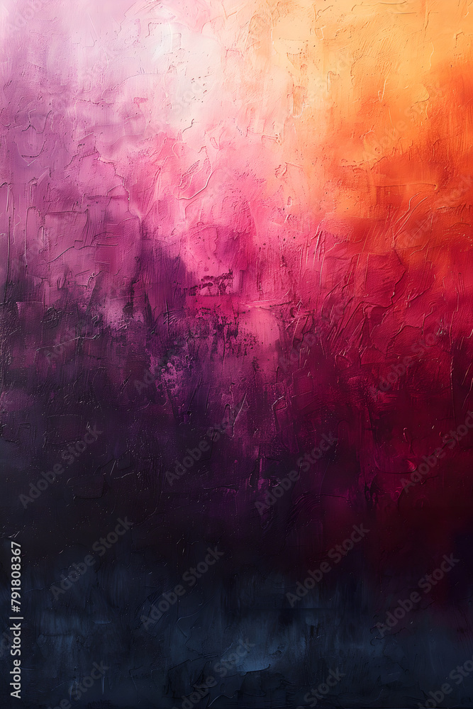 Textured sunset painting with deep hues and contrasts, Generative AI