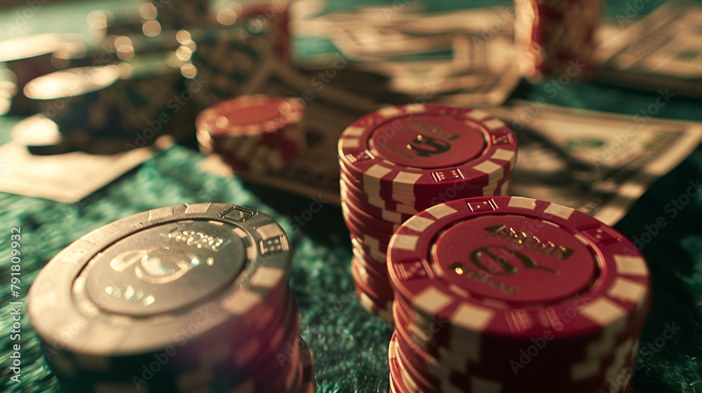 Casino Chip and Money Gamble Gambling Casino Table Aspect 16:9 Casino Chip and Money Gamble Gambling Casino Table Aspect 16:9