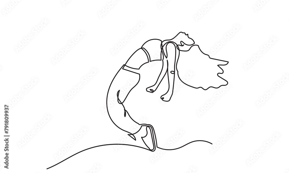 Obraz premium continuous line drawing of a young girl energetic hip-hop dancer woman practicing.Single line art concept of female hip-hop dance. Vector illustration.