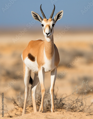 dama gazelle, reallife animals, sand desert сreated with Generative Ai © Andrii Yablonskyi