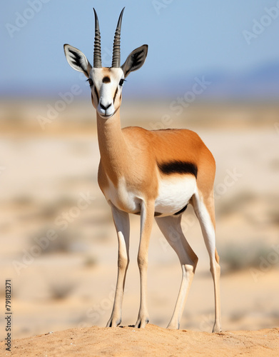 dama gazelle, reallife animals, sand desert сreated with Generative Ai photo