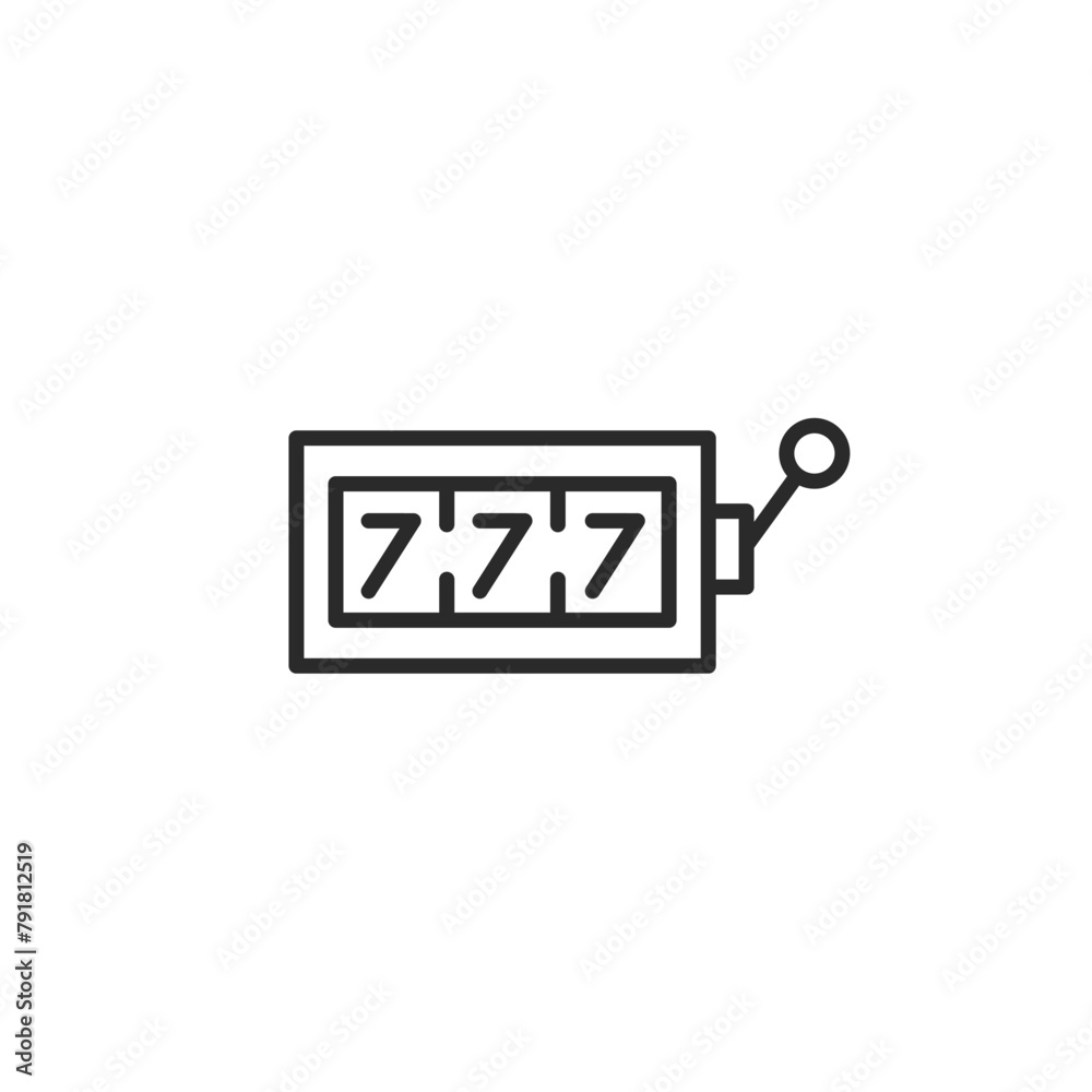 Jackpot 777 icon. Simple representation of a slot machine displaying the lucky 777 for themes related to gambling, casinos, and gaming in digital and print media. Vector illustration. Jackpot 777 icon. Simple representation of a slot machine displaying the lucky 777 for themes related to gambling, casinos, and gaming in digital and print media. Vector illustration.