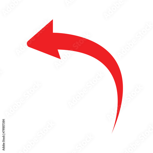 Red Arrow icon. red arrow icon on white background. flat style. arrow icon for your web site design, logo, app, UI. curved arrow sign. Vector illustration. Eps file 529.