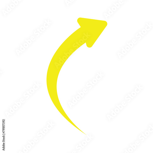 Yellow Arrow icon. yellow arrow icon on white background. flat style. arrow icon for your web site design, logo, app, UI. curved arrow sign. Vector illustration. Eps file 530.