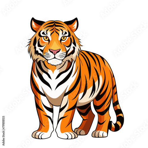 African feline tiger cartoon style on white background