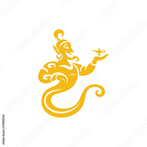 Gold and White Illustration of Genie photo