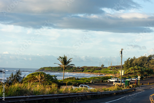 Driving on Kauai Coast, Landscape of Ocean View