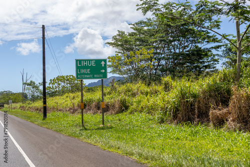 Lihue Road Sign, Directions, Kauai Hawaii Roads