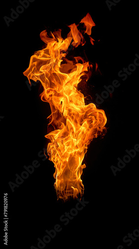 Burning torch fire on a black background.