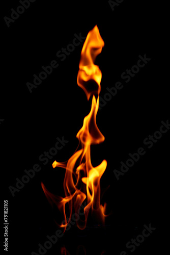 Burning torch fire  on a black background. © Renzo