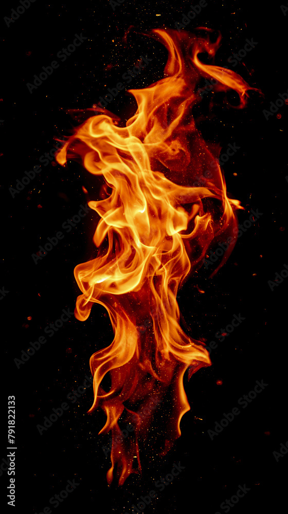 Burning torch fire on a black background. Burning torch fire on a black background.