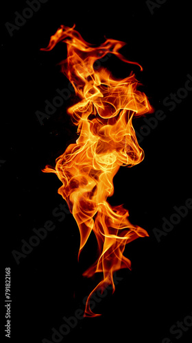 Burning torch fire on a black background.