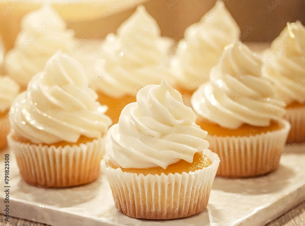 Cupcakes With White Icing on Table at Party or Event Cupcakes With White Icing on Table at Party or Event
