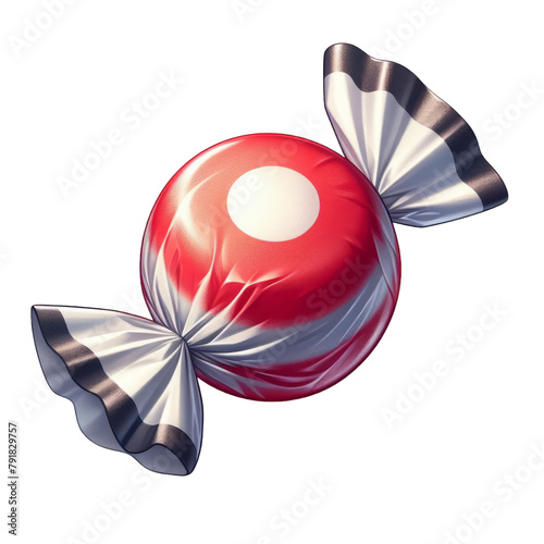 Red color Wrapped taffy Candy on a transparent Background PNG. Assorted round Salt Water Taffy.