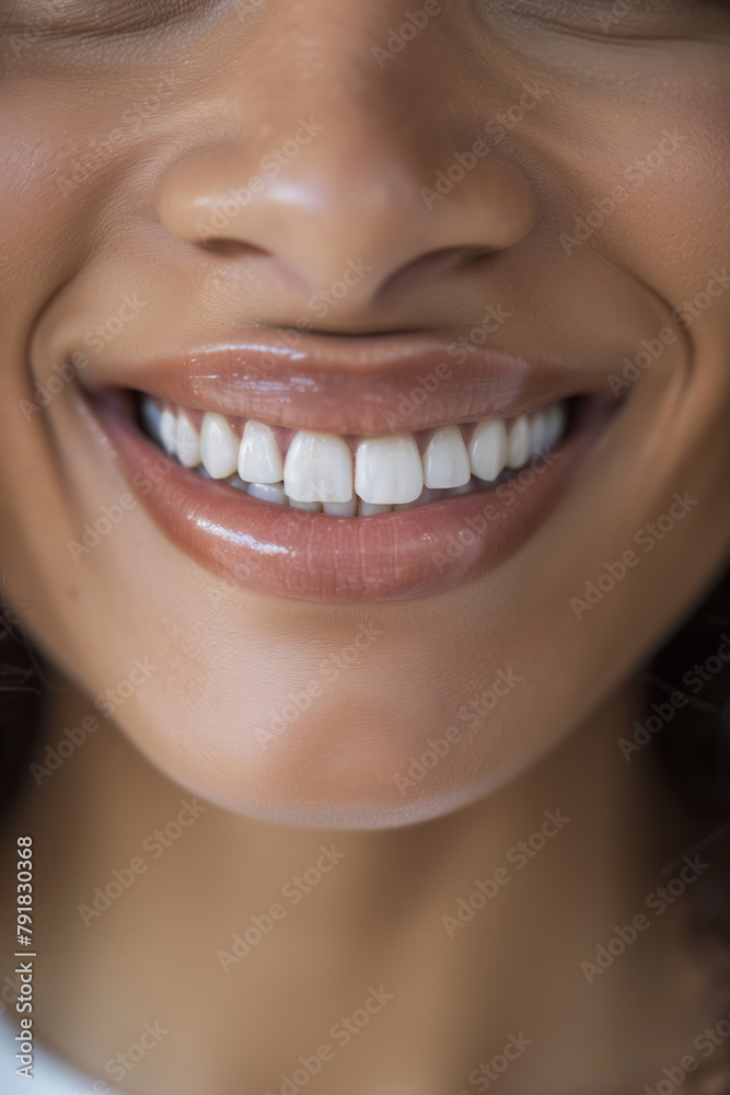 A focused macro shot emphasizing a natural, bright smile with strong teeth and healthy pink gums, symbolizing oral care A focused macro shot emphasizing a natural, bright smile with strong teeth and healthy pink gums, symbolizing oral care