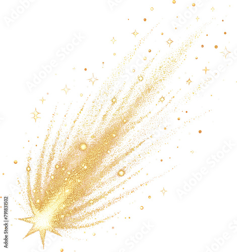 Gold comet glitter shiny sparkling, golden star