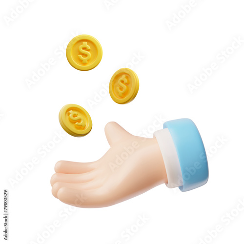 Flipping coins hand gesture vector icon illustration © sabelskaya