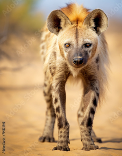 Striped Hyena, reallife animals, sand desert сreated with Generative Ai