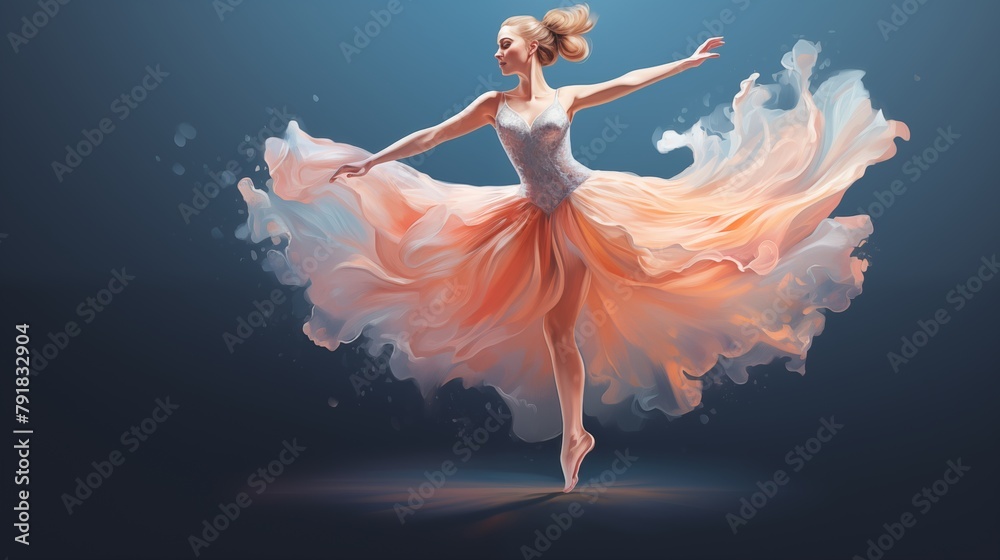 A talented ballet dancer performs a graceful pas de deux