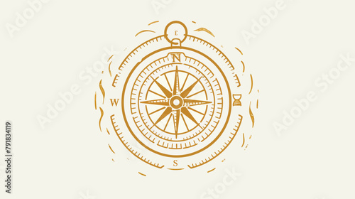 a golden compass on a white background