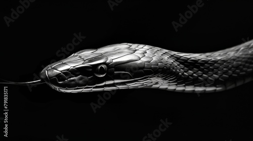 black and white photography Black Mamba Close-Up photo