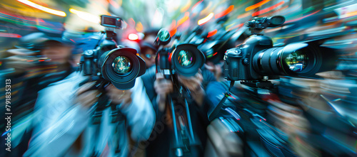 Wallpaper Mural Vivid portrayal of paparazzi photographers, lenses focused and flashes reflecting off surfaces, the chase for the perfect shot Torontodigital.ca