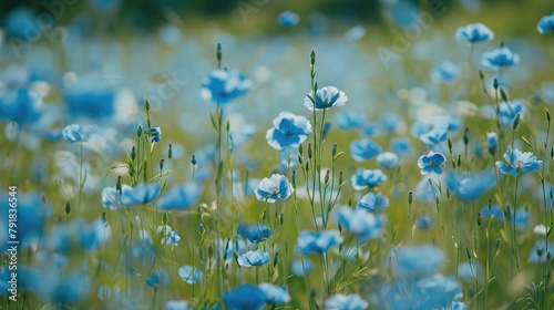 Radiant Blue Floral Splendor: Breathtaking Field Under the Bright Sun