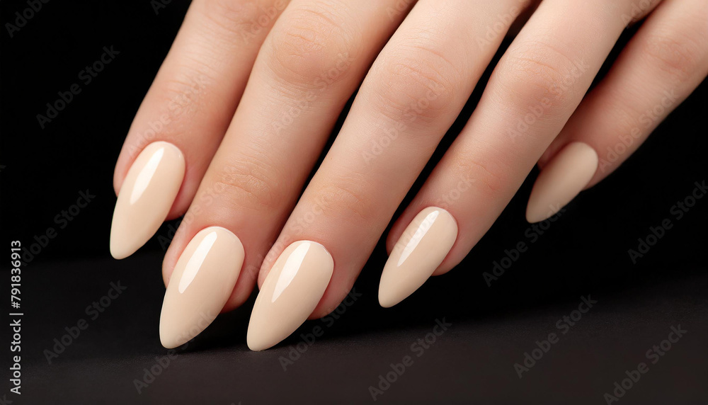 Nails with beige natural manicure Nails with beige natural manicure