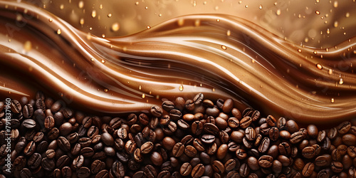 coffee beans and chocolate background. 3d rendering, 3d illustration.