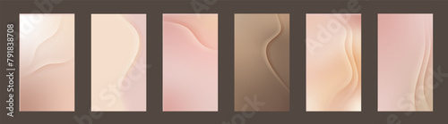 Nude gradient. Pastel nude background set, modern gradient vector design. Trendy screen.