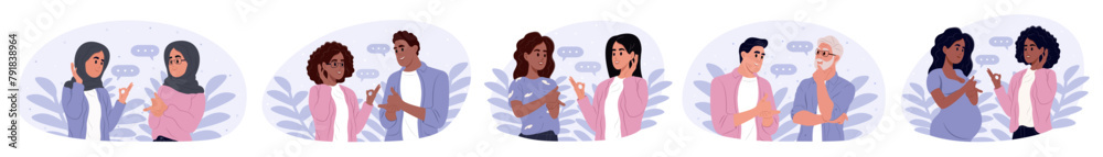 All Races Sign People of all ages and races communicate using sign language. Deaf ...