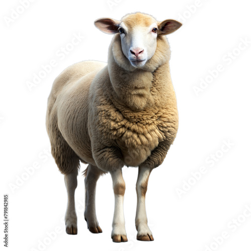 Close-up of a healthy sheep on a clear background photo