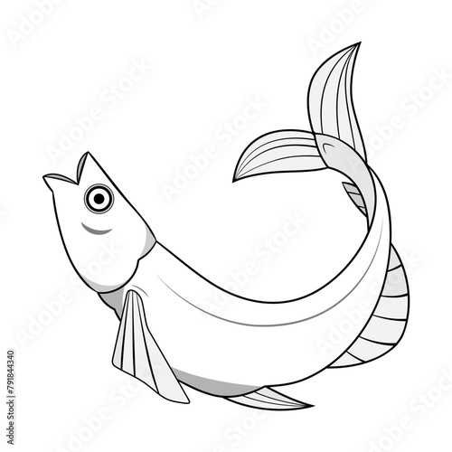 Vector of asia fish illustration. Two toon flat for graphic design.