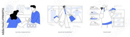 Enjoying shopping isolated cartoon vector illustrations se