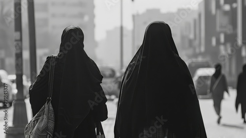 Saudi Arabian Women in Abayas Navigating Cultural Norms and Seeking photo