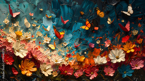 Creative Burst: Butterflies Symbolize Transformation Amidst a Riot of Colors